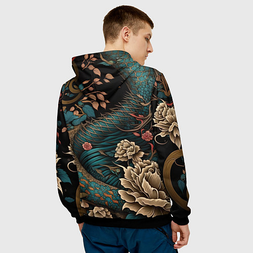 Мужская толстовка Японский змей Irezumi / 3D-Черный – фото 4