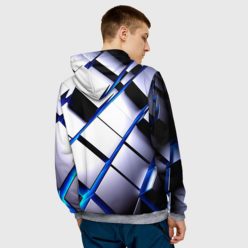 Мужская толстовка Неоновые плиты киберпанк / 3D-Меланж – фото 4