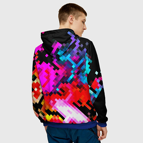 Мужская толстовка Pixel neon mosaic / 3D-Синий – фото 4