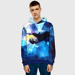 Толстовка-худи мужская Polygon blue abstract collection, цвет: 3D-синий — фото 2