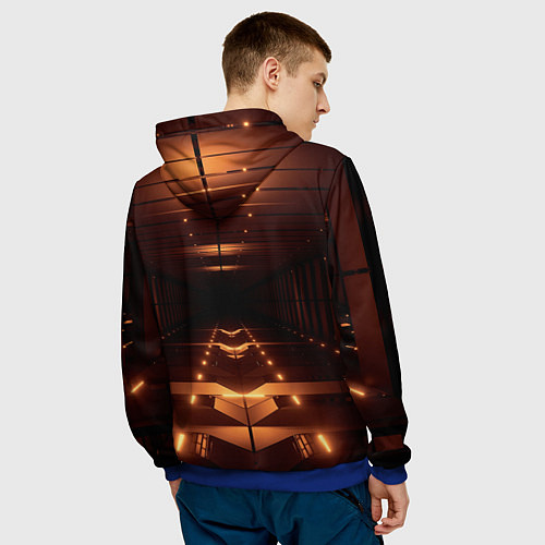Мужская толстовка Оранжевые фонари в полной темноте / 3D-Синий – фото 4