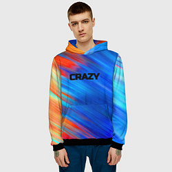 Толстовка-худи мужская Сумасшедший, цвет: 3D-черный — фото 2