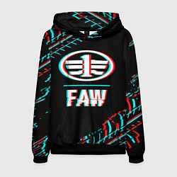 Толстовка-худи мужская Значок FAW в стиле glitch на темном фоне, цвет: 3D-черный