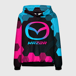 Толстовка-худи мужская Mazda - neon gradient, цвет: 3D-черный