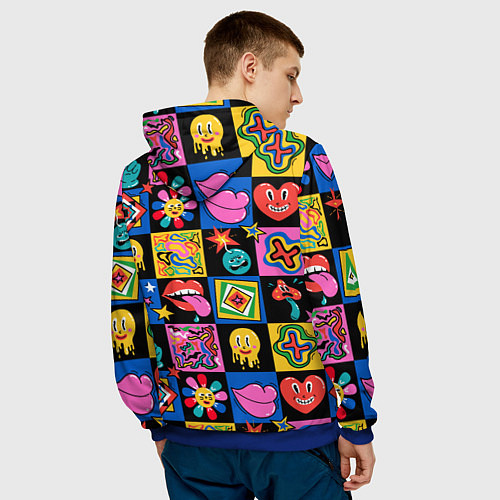 Мужская толстовка Funny cartoon characters / 3D-Синий – фото 4