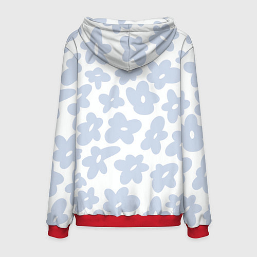 Мужская толстовка Self love - цветочный голубой паттерн / 3D-Красный – фото 2