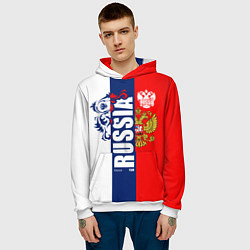 Толстовка-худи мужская Russia national team: white blue red, цвет: 3D-белый — фото 2