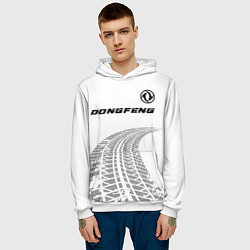 Толстовка-худи мужская Dongfeng speed на светлом фоне со следами шин: сим, цвет: 3D-белый — фото 2