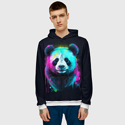 Толстовка-худи мужская Панда в неоновых красках, цвет: 3D-белый — фото 2