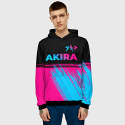Толстовка-худи мужская Akira - neon gradient: символ сверху, цвет: 3D-черный — фото 2