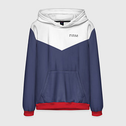 Толстовка-худи мужская FIRM бело-синий, цвет: 3D-красный