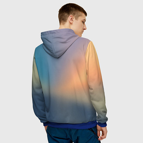 Мужская толстовка Орел с мечом в облаках на закате / 3D-Синий – фото 4