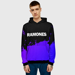 Толстовка-худи мужская Ramones purple grunge, цвет: 3D-черный — фото 2