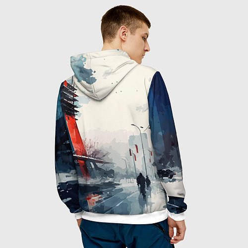 Мужская толстовка Наш город - коллекция Бело-сине-красный - Хуф и Ся / 3D-Белый – фото 4
