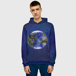 Толстовка-худи мужская Планета в космосе, цвет: 3D-синий — фото 2