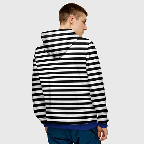 Мужская толстовка Тельняшка черная Подводного флота ВМФ / 3D-Синий – фото 4