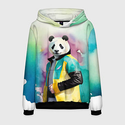 Толстовка-худи мужская Прикольный панда в модной куртке, цвет: 3D-черный