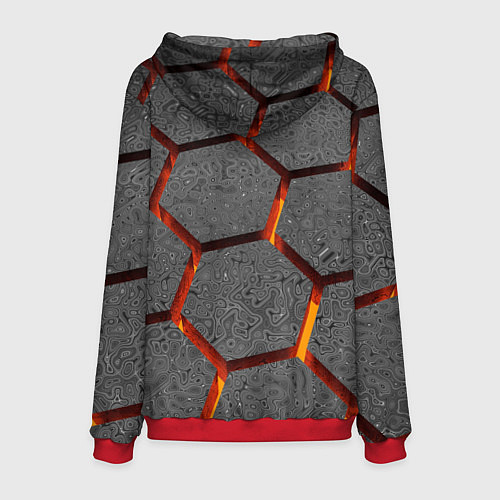 Мужская толстовка Металлические плиты и лава / 3D-Красный – фото 2