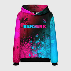 Толстовка-худи мужская Berserk - neon gradient: символ сверху, цвет: 3D-черный