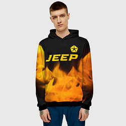 Толстовка-худи мужская Jeep - gold gradient: символ сверху, цвет: 3D-черный — фото 2