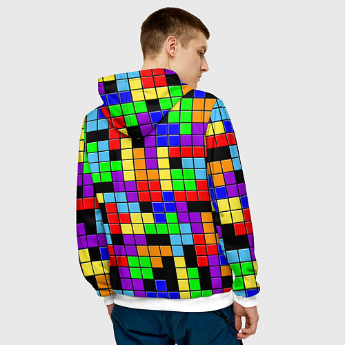 Мужская толстовка Тетрис цветные блоки / 3D-Белый – фото 4