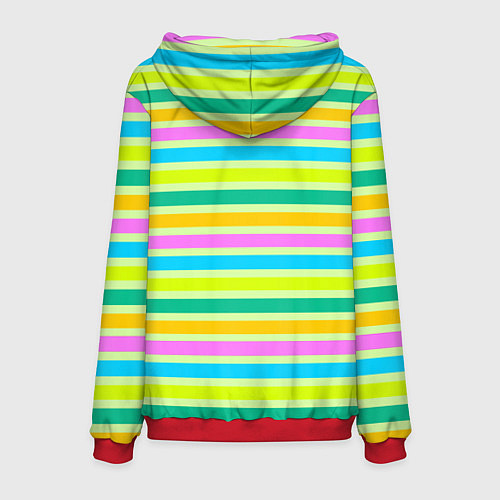 Мужская толстовка Желто-зеленый полосатый узор / 3D-Красный – фото 2