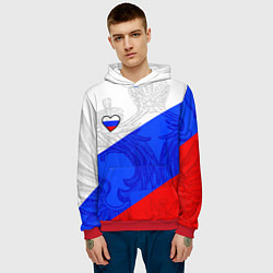 Толстовка-худи мужская Сердечко - Россия, цвет: 3D-красный — фото 2