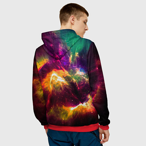 Мужская толстовка Небула в космосе разноцветная - нейронная сеть / 3D-Красный – фото 4