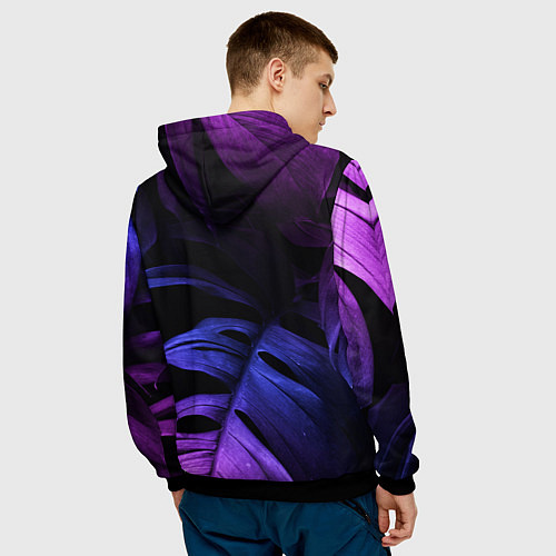 Мужская толстовка Thirty Seconds to Mars neon monstera / 3D-Черный – фото 4