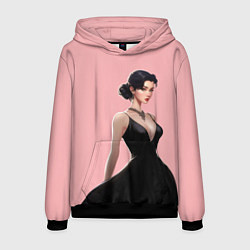 Толстовка-худи мужская Girl in black dress - pink, цвет: 3D-черный