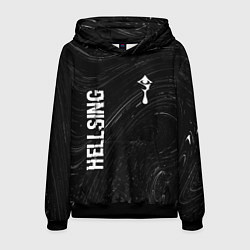 Толстовка-худи мужская Hellsing glitch на темном фоне: надпись, символ, цвет: 3D-черный