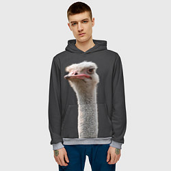 Толстовка-худи мужская Голова страуса, цвет: 3D-меланж — фото 2