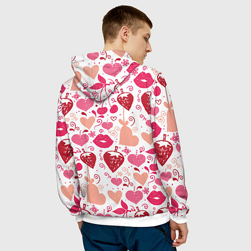 Мужская толстовка Клубничная любовь / 3D-Белый – фото 4
