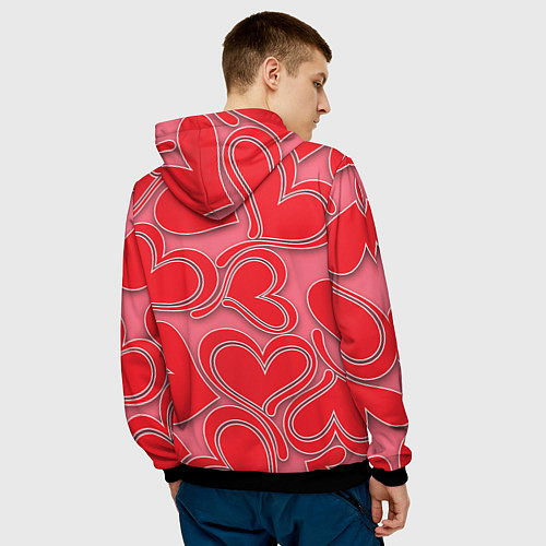 Мужская толстовка Love hearts / 3D-Черный – фото 4