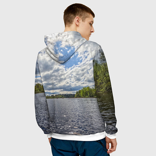 Мужская толстовка Сплав на байдарке / 3D-Белый – фото 4