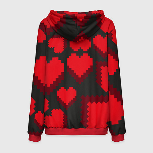 Мужская толстовка Pixel hearts / 3D-Красный – фото 2