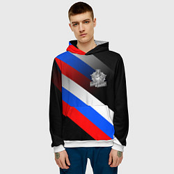 Толстовка-худи мужская Пограничные войска - флаг РФ, цвет: 3D-белый — фото 2