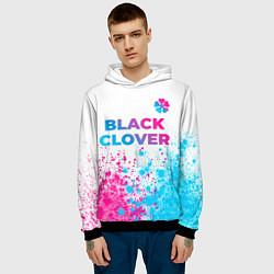 Толстовка-худи мужская Black Clover neon gradient style: символ сверху, цвет: 3D-черный — фото 2