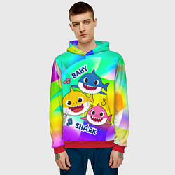 Толстовка-худи мужская Baby Shark Brooklyn and friends, цвет: 3D-красный — фото 2