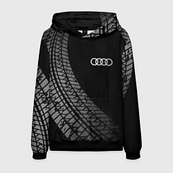 Толстовка-худи мужская Audi tire tracks, цвет: 3D-черный