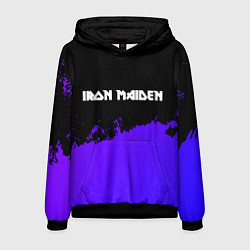 Толстовка-худи мужская Iron Maiden purple grunge, цвет: 3D-черный
