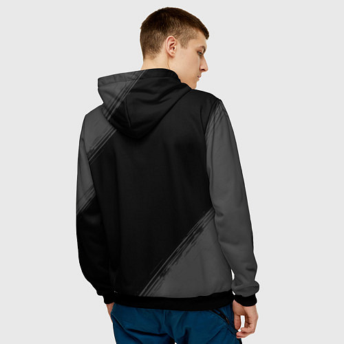 Мужская толстовка Fortnite glitch на темном фоне / 3D-Черный – фото 4