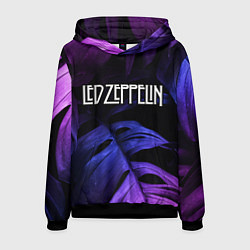 Толстовка-худи мужская Led Zeppelin neon monstera, цвет: 3D-черный