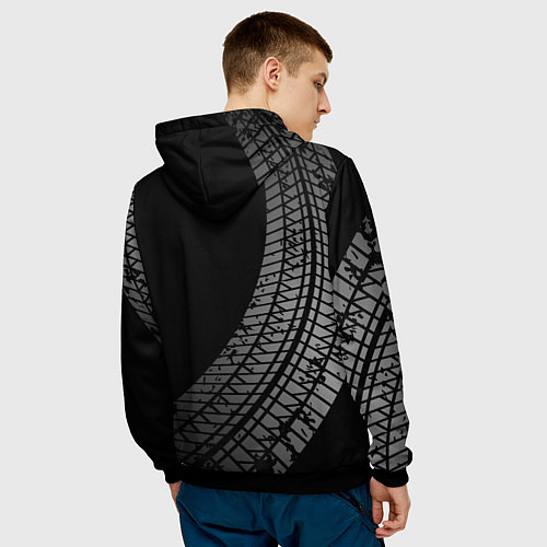 Мужская толстовка Chevrolet tire tracks / 3D-Черный – фото 4