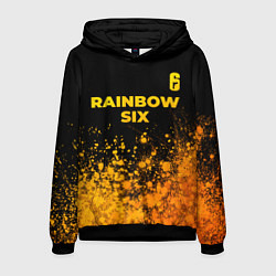 Толстовка-худи мужская Rainbow Six - gold gradient: символ сверху, цвет: 3D-черный