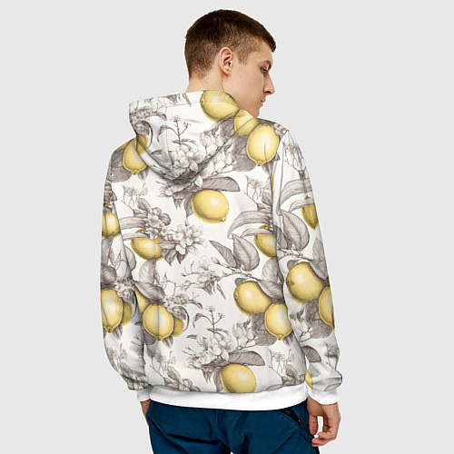 Мужская толстовка Лимоны - винтаж графика: паттерн / 3D-Белый – фото 4