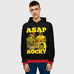 Толстовка-худи мужская Asap Rocky, rapper, цвет: 3D-красный — фото 2