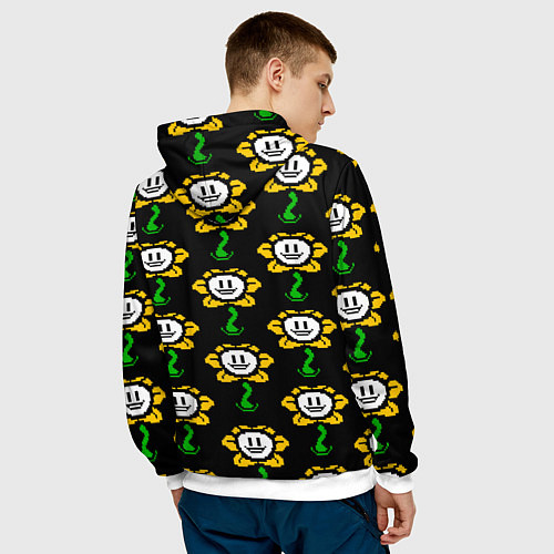 Мужская толстовка Undertale - flowey smile / 3D-Белый – фото 4