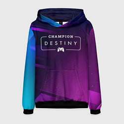 Толстовка-худи мужская Destiny gaming champion: рамка с лого и джойстиком, цвет: 3D-черный