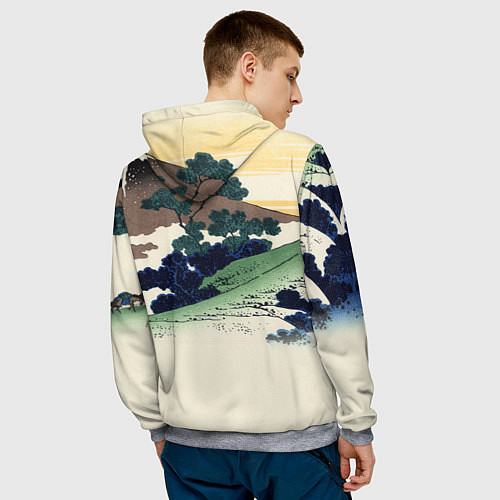 Мужская толстовка Tiger samurai - Japan - neural network / 3D-Меланж – фото 4